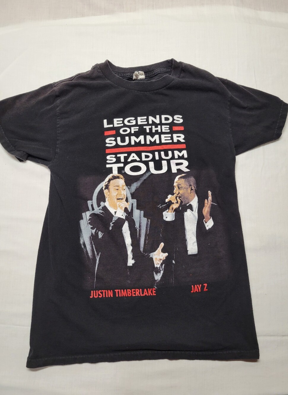 2013 Timberlake Jay Z Legends of the Summer Stadium Tour Tee Womens Sz S 16x24